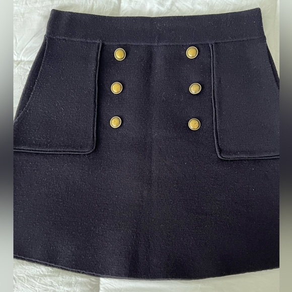 Zara Merino Wool Navy Skirt with Gold Buttons - Picture 2 of 8